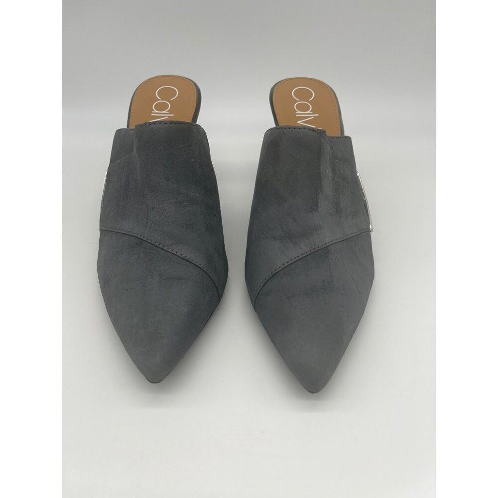 Calvin Klein Grecia Women Gray Suede pointed Toe Mule Heels Size 9.5 - Picture 4 of 11